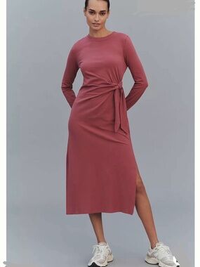 Brand New Daily Practice Tie-Breaker Long Sleeve Midi Dress